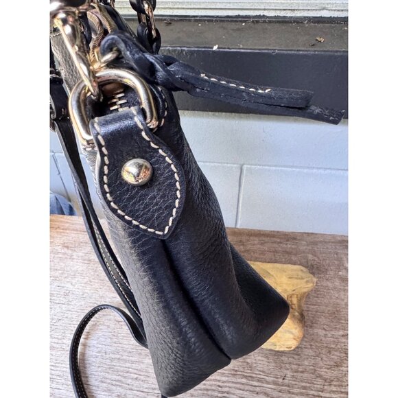 Dooney & Bourke Black Pebble Leather Satchel Crossbody Bag Top Handle Purse - Picture 9 of 10